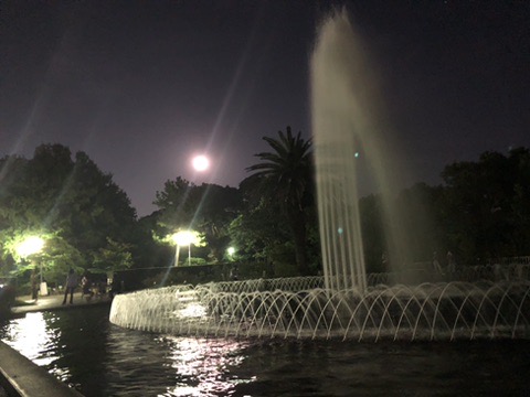 須磨離宮公園、噴水から愛でる満月は最高