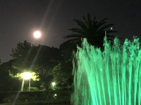 須磨離宮公園、噴水から愛でる満月は最高