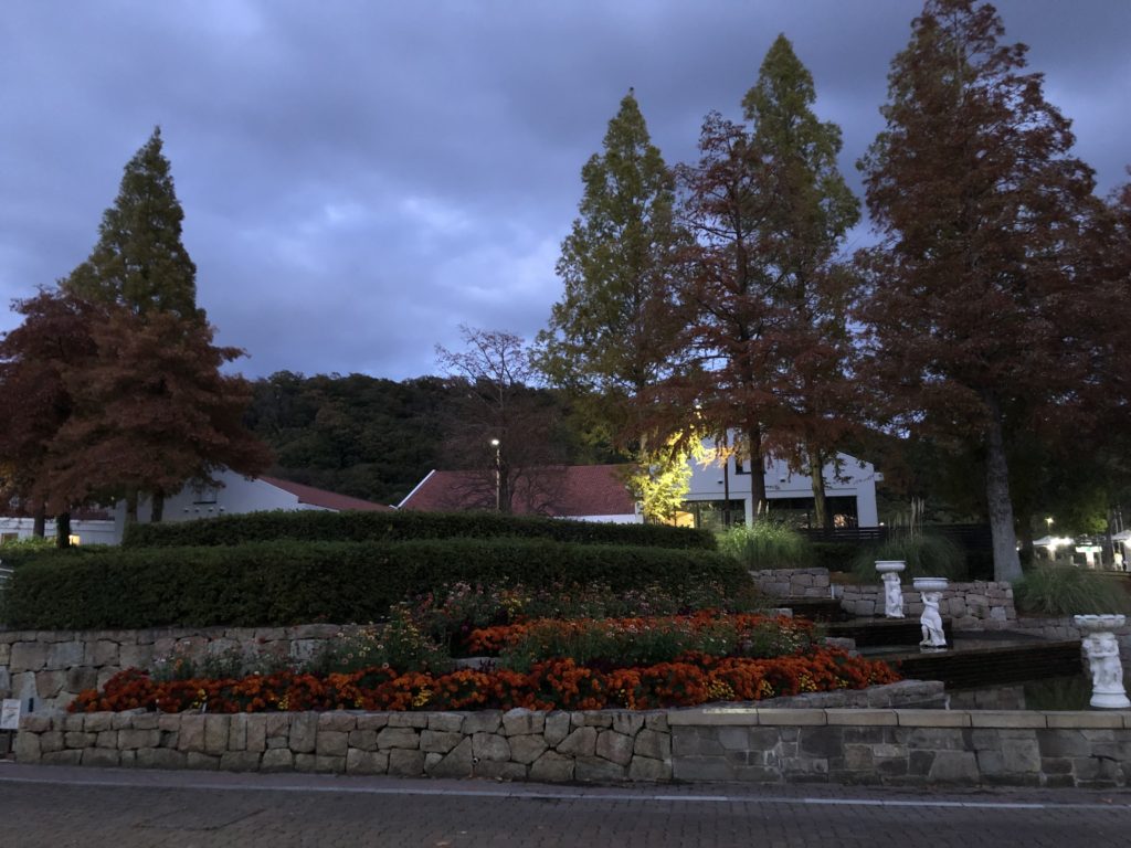 神戸「しあわせの村」の日本庭園紅葉は見頃！赤屋根と白壁の建物も引き立て役に